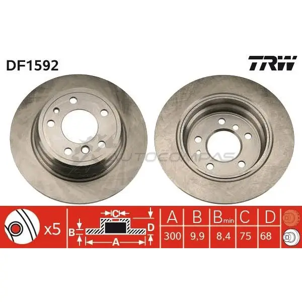 Тормозной диск TRW 1523364 df1592 C8 680 3322936159209 - Изображение 1