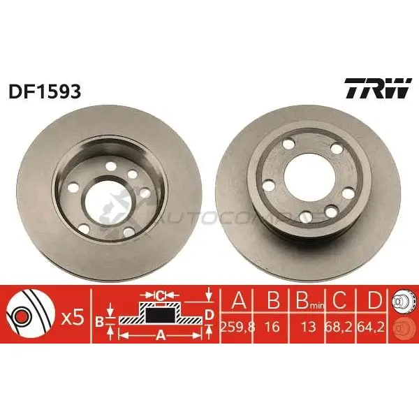 Тормозной диск TRW df1593 3322936159308 1523365 7 XU0O6 изображение 0