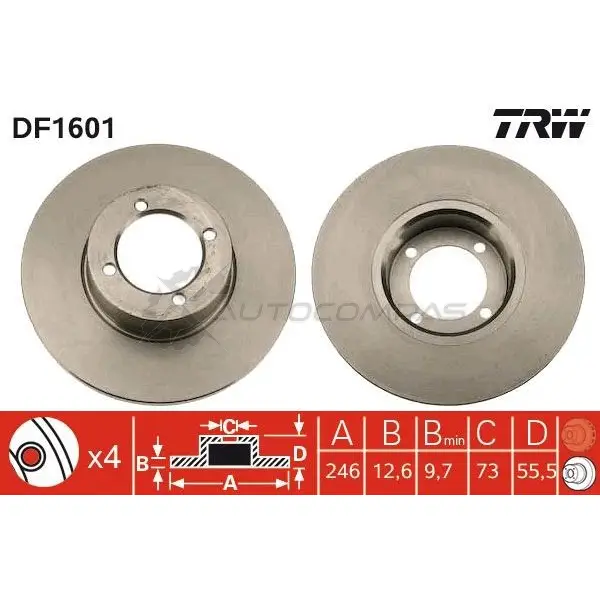 Тормозной диск TRW UMV9IL Q 1523373 3322936160106 df1601 - Изображение 1