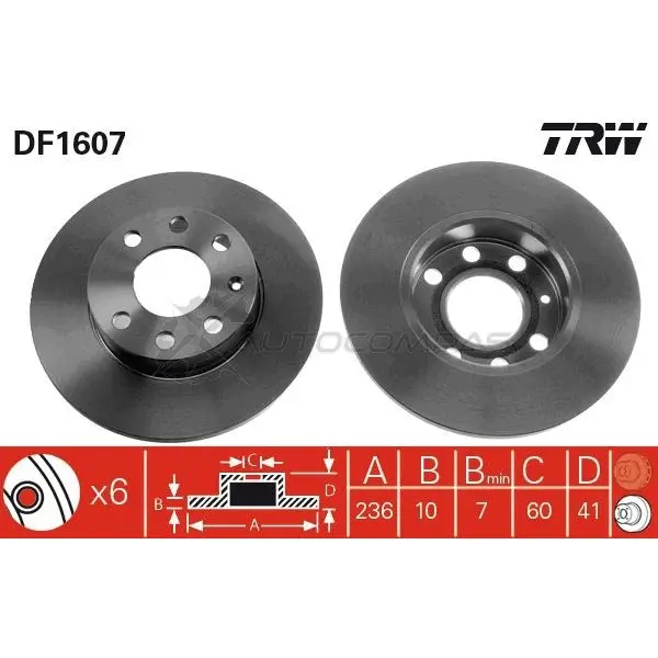 Тормозной диск TRW 1523374 3322936160700 5UDE 2 df1607 изображение 0