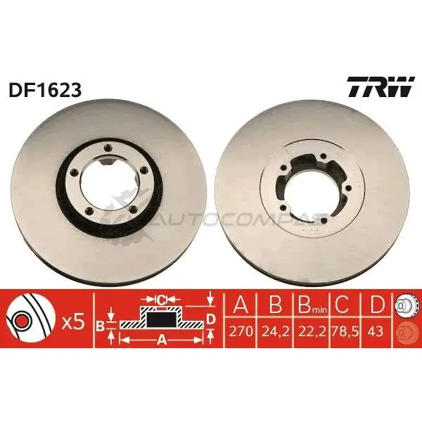 Тормозной диск TRW 1523387 3322936162308 df1623 ZZ HPD - Изображение 1