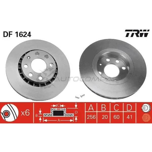 Тормозной диск TRW 3322936162407 JD S8D30 df1624 1523388 изображение 0