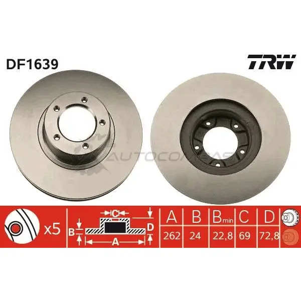 Тормозной диск TRW df1639 3322936163909 QWR WJEV 1523394 изображение 0