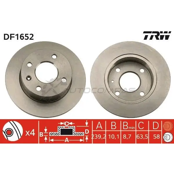 Тормозной диск TRW 3322936165200 1523404 df1652 IJ3MEE 0 изображение 0