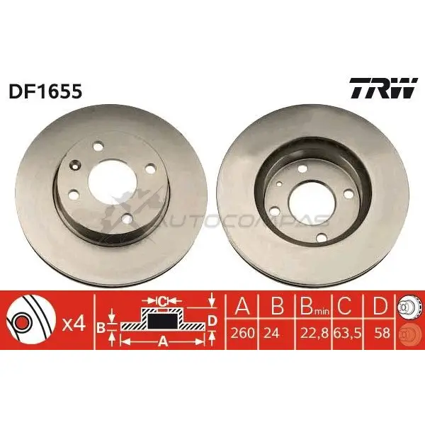 Тормозной диск TRW 1523407 df1655 3322936165507 I 23MUV - Изображение 1