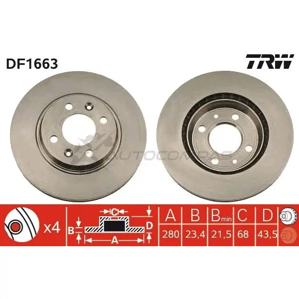 Тормозной диск TRW 1LQ 9XNP 1523414 3322936166306 df1663 - Изображение 1