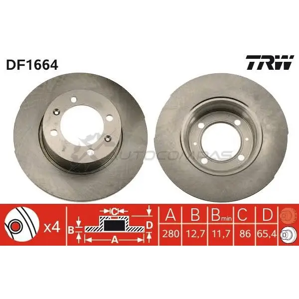 Тормозной диск TRW 933E DGX 3322936166405 1523415 df1664 - Изображение 1