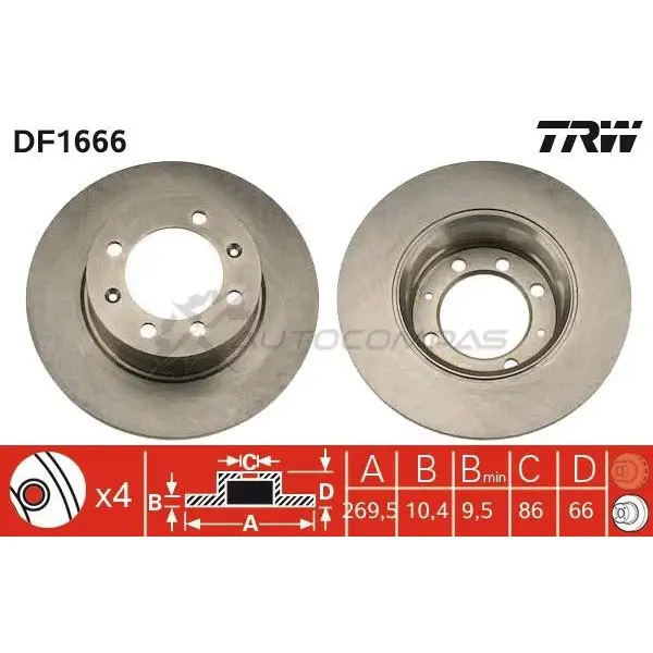 Тормозной диск TRW 6MEQ XTS df1666 1523417 3322936166603 - Изображение 1