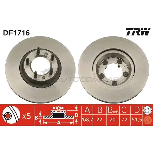 Тормозной диск TRW 1523446 RD492 V df1716 3322936171607 изображение 0