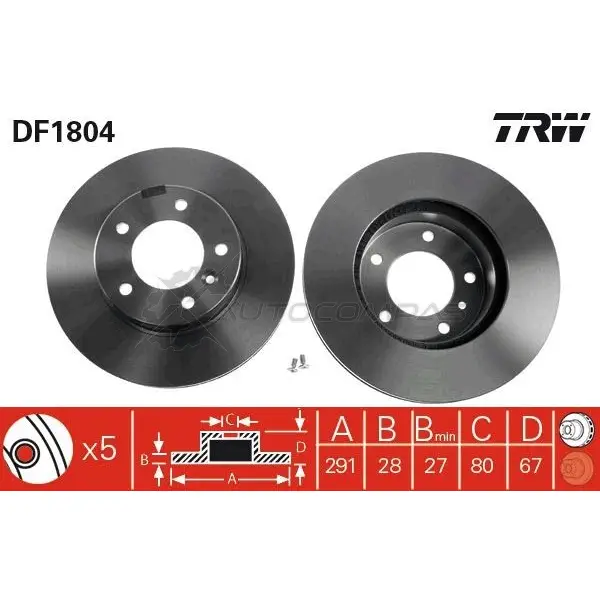 Тормозной диск TRW 3322936180401 N RNAS df1804 1523484 - Изображение 1