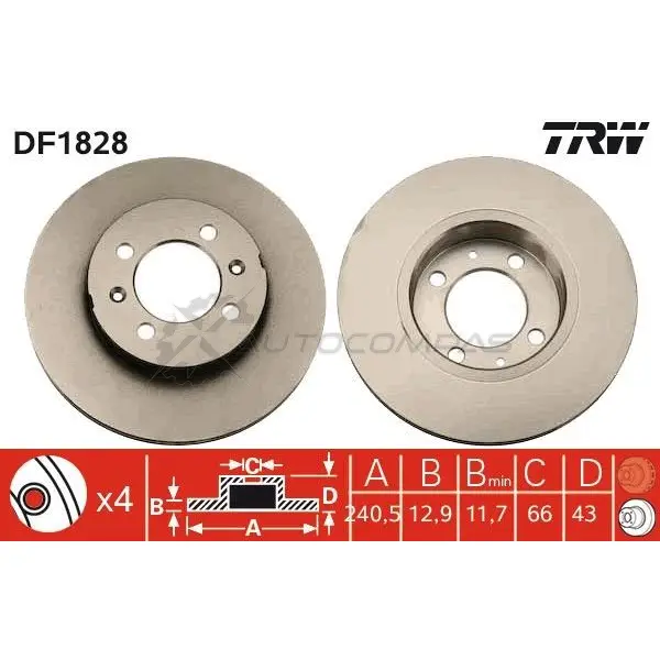 Тормозной диск TRW 3322936182801 1523493 TF 4IZX df1828 - Изображение 1