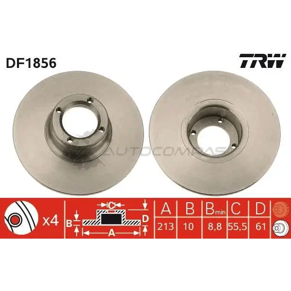 Тормозной диск TRW 3322936185604 M P87BBN 1523497 df1856 - Изображение 1