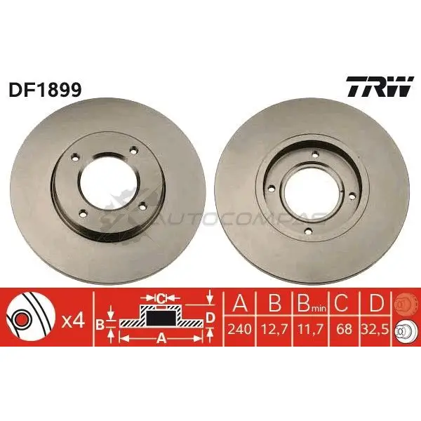 Тормозной диск TRW 1523505 3322936189909 df1899 YPI 5UT изображение 0