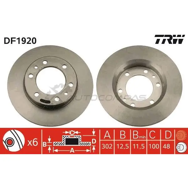Тормозной диск TRW 1523514 df1920 3322936192008 O XJ7LZ - Изображение 1