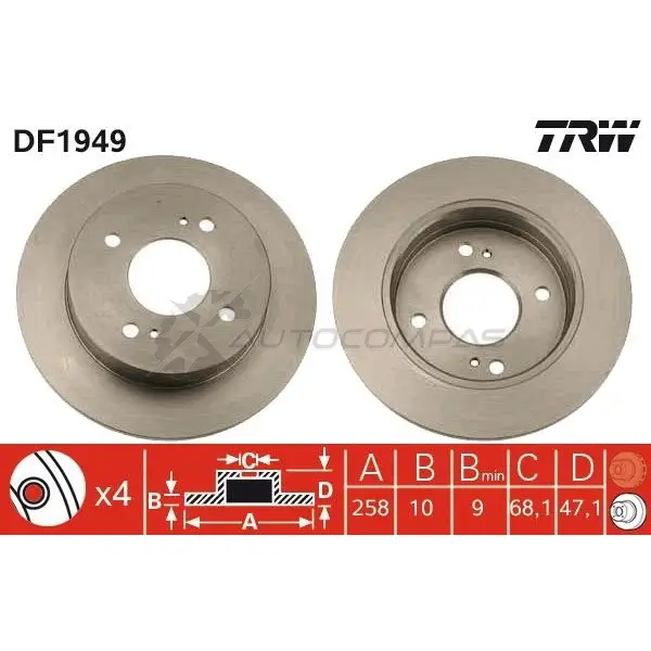 Тормозной диск TRW df1949 1523527 J2A U3TW 3322936194903 изображение 0