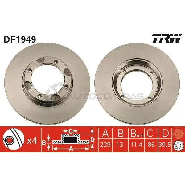 Тормозной диск TRW 1523530 3322936195207 5 EZNS df1952 - Изображение 1