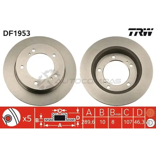Тормозной диск TRW df1953 K S9DK 1523531 3322936195306 - Изображение 1
