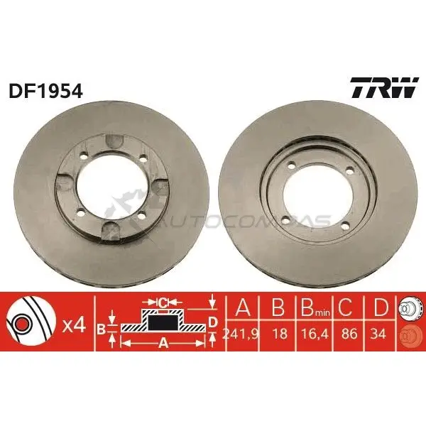 Тормозной диск TRW 4 WEIB7Q 3322936195405 1523532 df1954 - Изображение 1