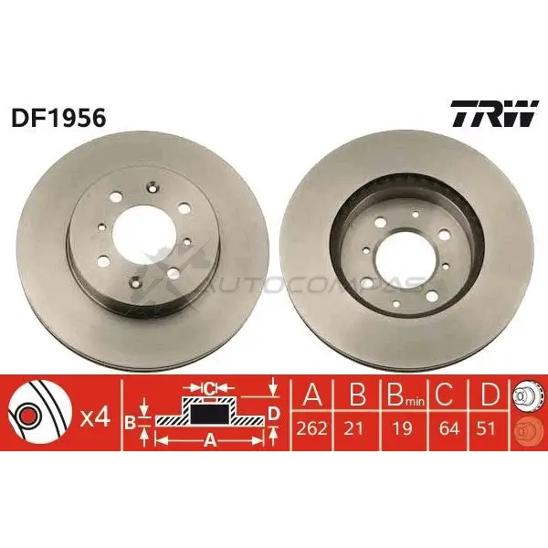 Тормозной диск TRW 1MG O6 df1956 1523533 3322936195603 - Изображение 1