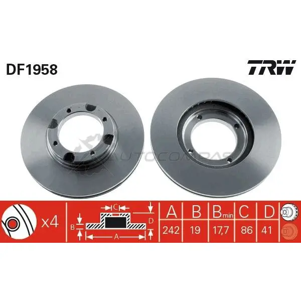 Тормозной диск TRW 1523535 A K0FK 3322936195801 df1958 - Изображение 1