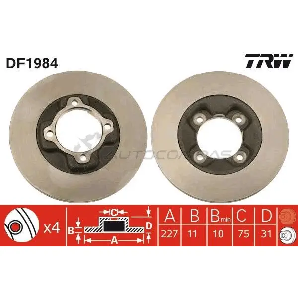 Тормозной диск TRW 1523550 df1984 7NES 0 3322936198406 - Изображение 1