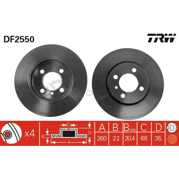 Тормозной диск TRW IDK8 S df2550 1523575 3322936255000 - Изображение 1