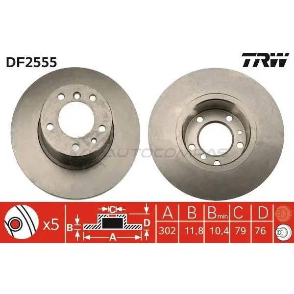 Тормозной диск TRW 1523579 3322936255505 df2555 JO I1E - Изображение 1