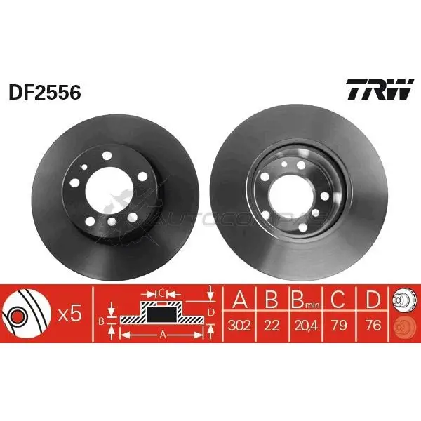 Тормозной диск TRW PX2 I1 df2556 1523580 3322936255604 - Изображение 1
