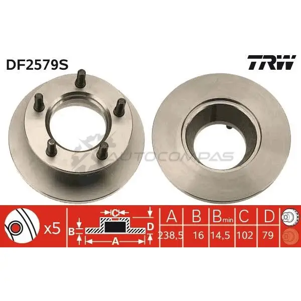 Тормозной диск TRW TLO 2B29 df2579s 1523597 3322937392735 - Изображение 1