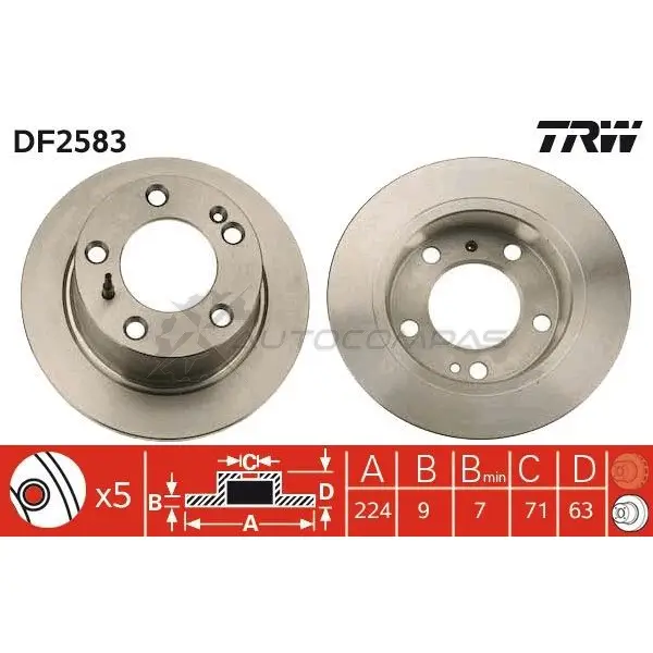Тормозной диск TRW df2583 1523601 YG OMLDB 3322936258308 изображение 0