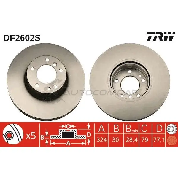 Тормозной диск TRW 34DA W 3322937335497 df2602s 1523623 изображение 0