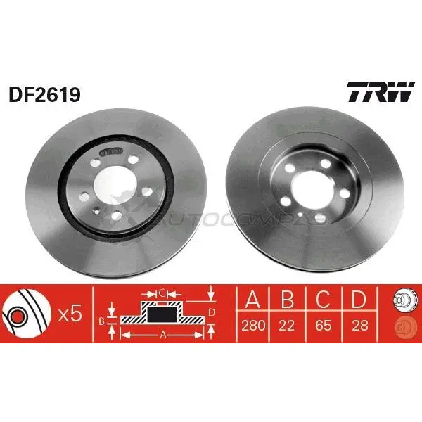 Тормозной диск TRW df2619 UTL 4JB 3322936261902 1523637 - Изображение 1