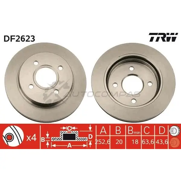 Тормозной диск TRW XW ZQDF df2623 3322937076468 1523641 изображение 0