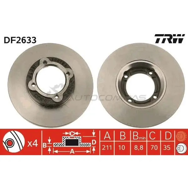 Тормозной диск TRW 3322937108275 df2633 1523648 NV Q5LR - Изображение 1