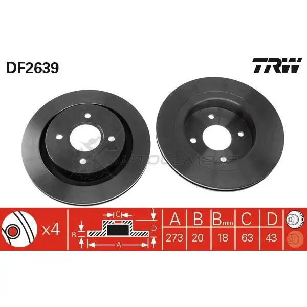 Тормозной диск TRW YY 2A3 df2639 1523654 3322937076611 - Изображение 1