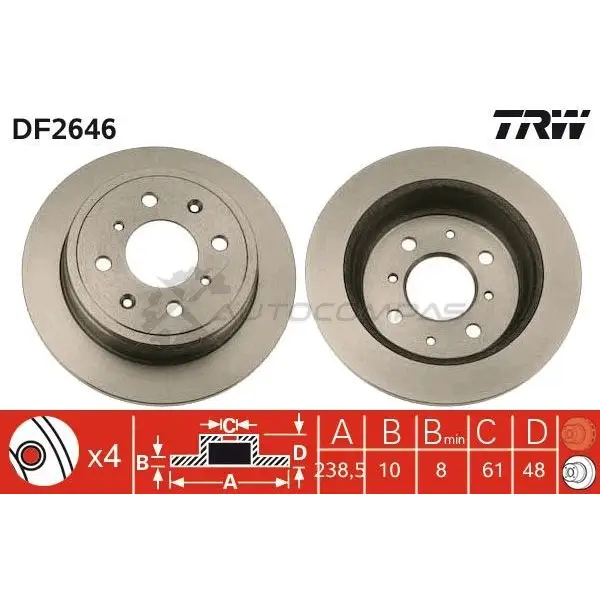 Тормозной диск TRW 4 U9M6VO 1523659 3322937108282 df2646 - Изображение 1