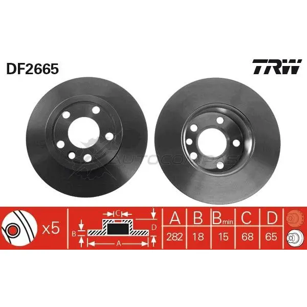 Тормозной диск TRW df2665 3322937108459 1523676 S 01L1 - Изображение 1