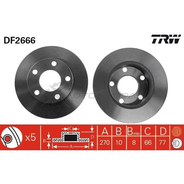 Тормозной диск TRW 1523677 9W QFN0J df2666 3322937108466 - Изображение 1
