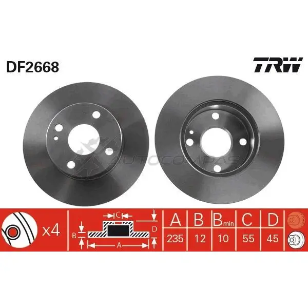 Тормозной диск TRW 3322937108480 98 Q49S 1523679 df2668 - Изображение 1