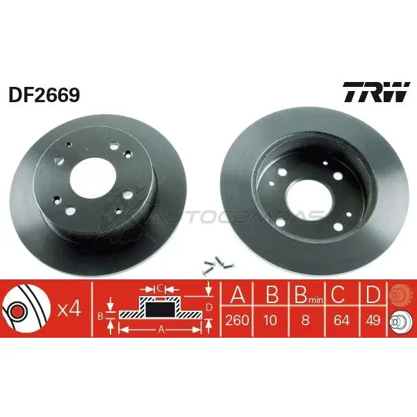Тормозной диск TRW 1523680 df2669 Z JXT51U 3322937108497 изображение 0