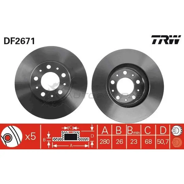 Тормозной диск TRW df2671 1523681 3322937108510 SN 45015 изображение 0