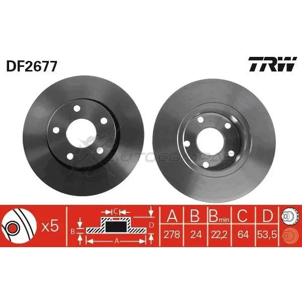 Тормозной диск TRW I 8XI4H 1523685 df2677 3322937108572 - Изображение 1
