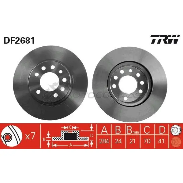 Тормозной диск TRW 3322937108619 4F R4DE 1523689 df2681 - Изображение 1