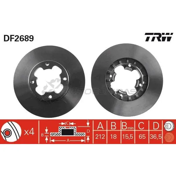 Тормозной диск TRW df2689 3322937108695 1523696 FW SN2E - Изображение 1