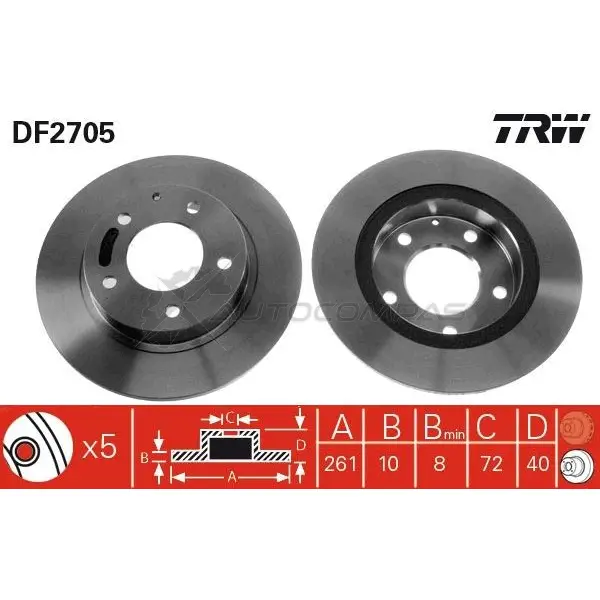 Тормозной диск TRW df2705 F0J BN 3322937117543 1523702 - Изображение 1