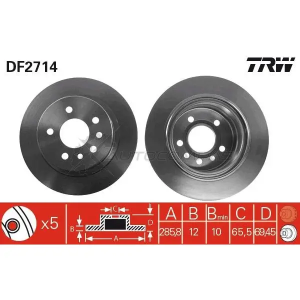 Тормозной диск TRW UJ AZ6DG 1523710 df2714 3322937117703 - Изображение 1