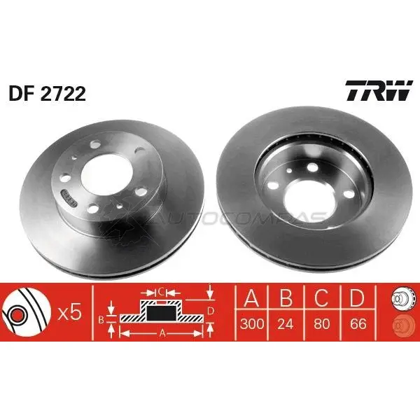 Тормозной диск TRW 1523718 6I4 FT df2722 3322937117864 - Изображение 1