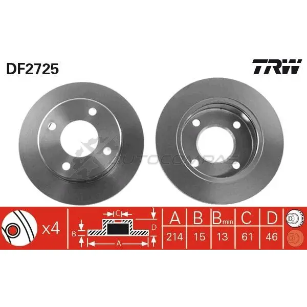 Тормозной диск TRW 1523721 df2725 3322937117925 ICWBUN P изображение 0