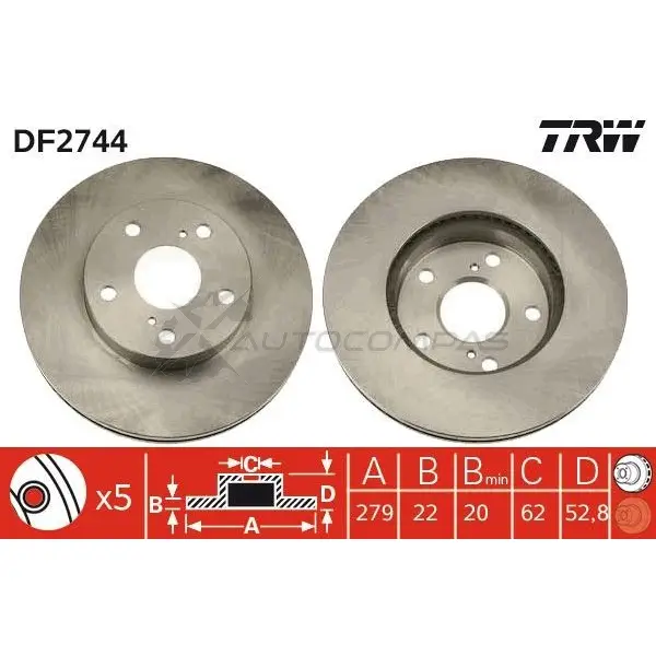 Тормозной диск TRW 1523737 df2744 3322937131976 P532C Z - Изображение 1