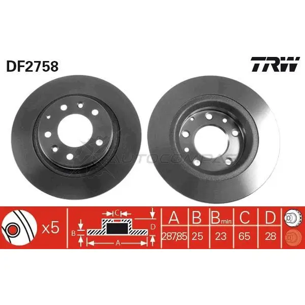 Тормозной диск TRW 1523749 3322937139644 MG 6W9 df2758 изображение 0
